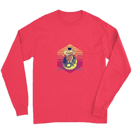 Funny Cellist Astronauts Playing Cello Vintage Long Sleeves