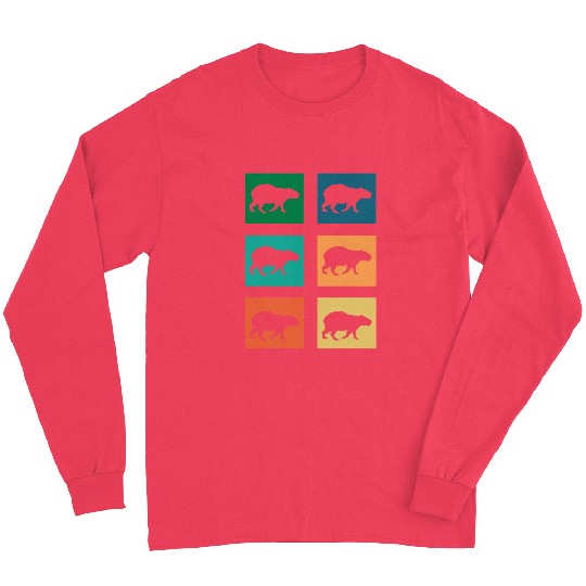 capybaras Mammal wild animal forest creature wilderness nature Long Sleeves