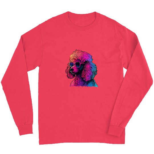 Poodle Pet Synthwave 80s Retrowave Aesthetic Long Sleeves