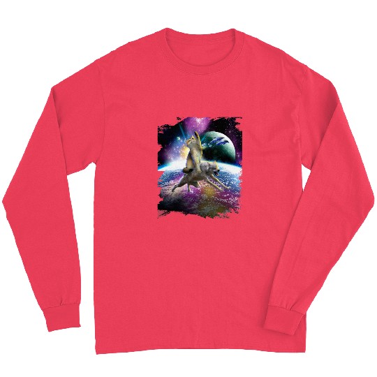 Coyote Mammal Cat Riding wolfs Space Galaxy Earth Long Sleeves
