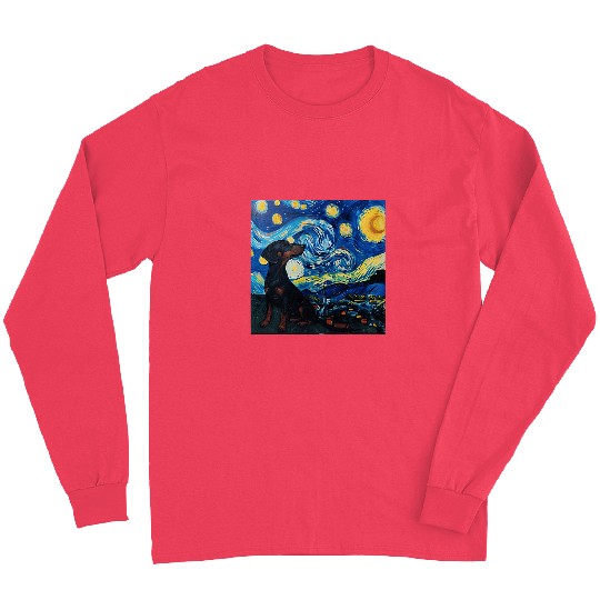 Dachshund Pet Van Gogh Starry Night 1 Long Sleeves