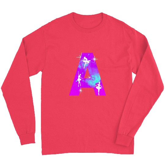 Letter A Monogram Dance Cosmic Ballerina A Name Long Sleeves