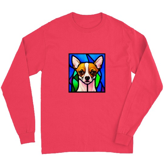 Chihuahua Pet Stained Glass Pop Art 3 Long Sleeves