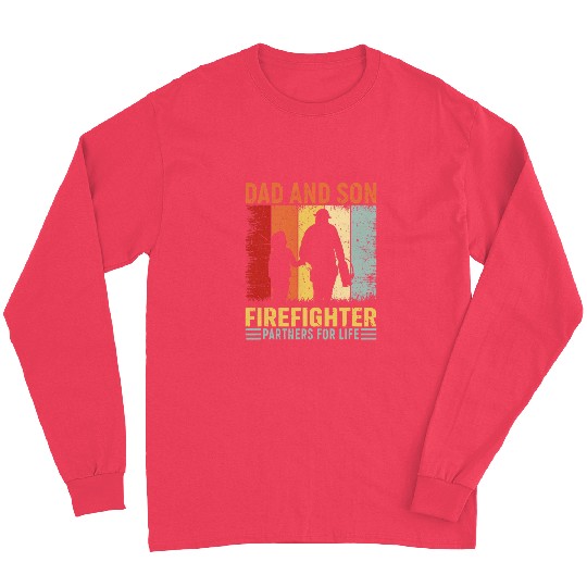 dad and son firefighter partners for life Long Sleeves