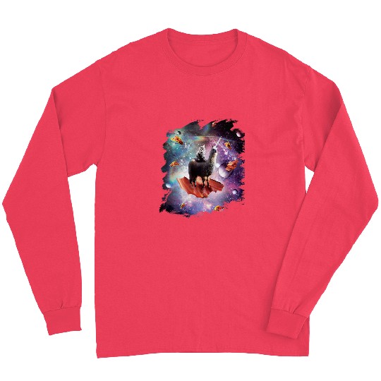 Llama Pet Space Cat Riding Unicorns Llama Bacon Taco Long Sleeves