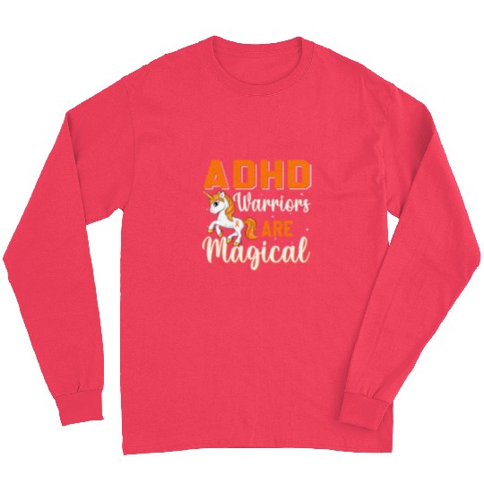 ADHD Ribbon Cute ADHD Warriors Are Magical Unicorn With Long Sleeves