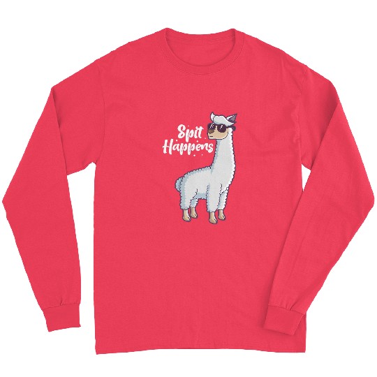 Llama Pet Spit Happens Llama Alpaca Camelid Long Sleeves
