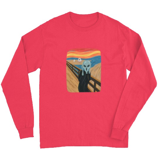 Aliens UFO Mars Landing The Scream Painting Long Sleeves