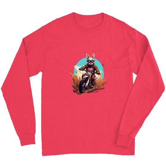 Cool dirt bike bunny for Easter and motorcycle lovers Long Sleeves