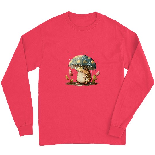 Frog Pet Cottagecore Frog With Mushroom Hat In Rain Swamp Mycology 6 Long Sleeves