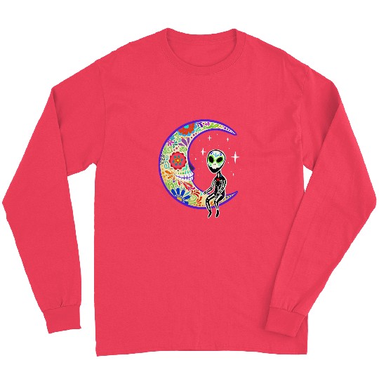 Aliens UFO Dia de Los Muertos Skeletons Sugar Long Sleeves