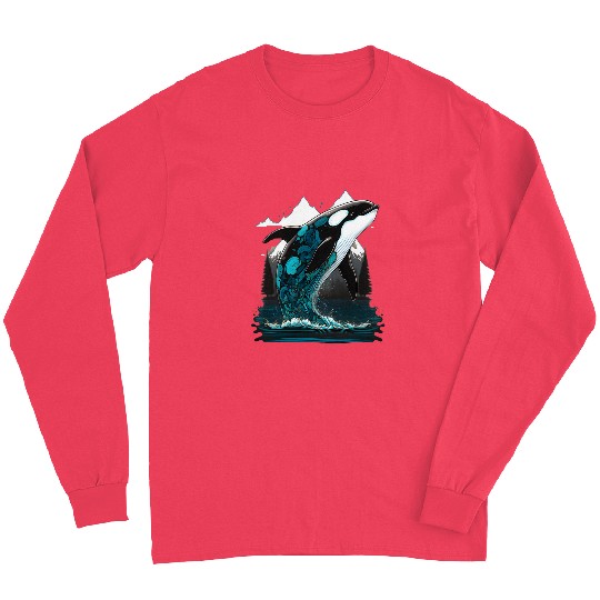 Whale Pet Colourful mystical orca whale watching dolphin pottWhale Pet Long Sleeves