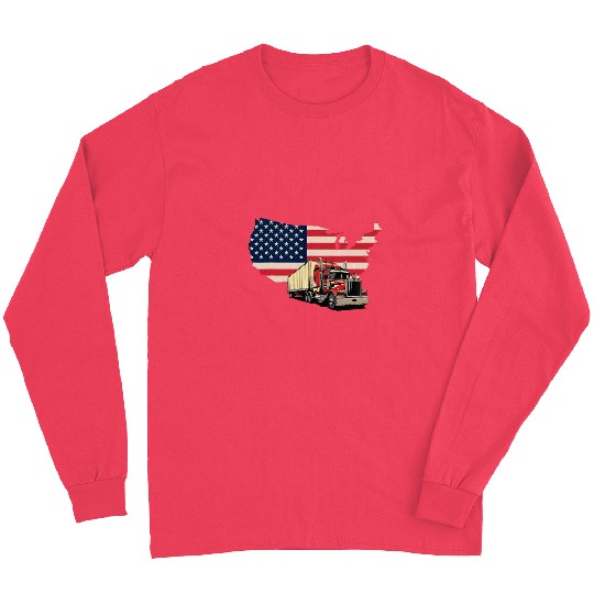 US American Flag Semi Truck Driver 23 Long Sleeves
