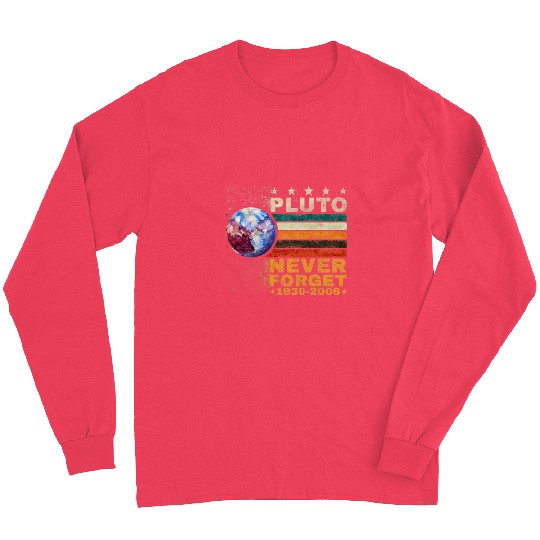 Astronaut Job Pluto Never Forget Watercolor Retro Style Space Science Long Sleeves