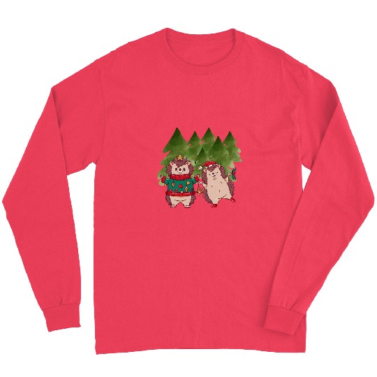 Hedgehog Pet Christmas Hedgehogs Fun Wood Long Sleeves