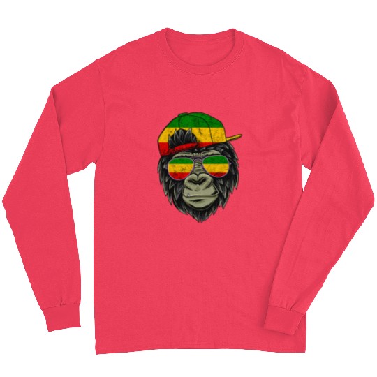 Gorilla Pet Rasta Reggae Monkey Funny Gorilla Hippie Rastafari Roots Long Sleeves