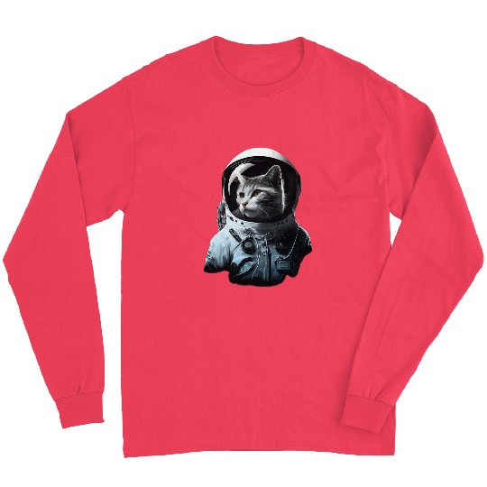 Astronaut Job Tabby Space Cat Astronaut Kitty Long Sleeves