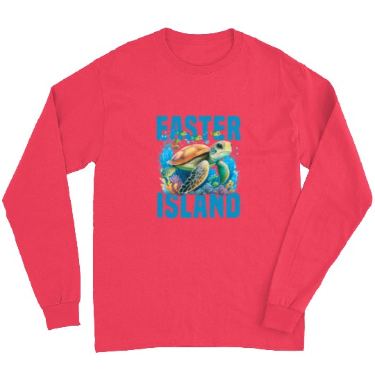 Turtle Pet Easter Island Vacation Polynesian Sea Turtle Chile Trip Long Sleeves
