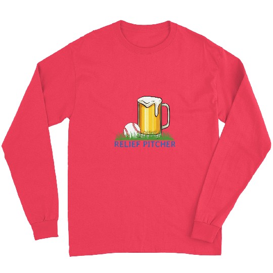 Beer Fun Baseball Fan Relief Pitcher Beer Alcohol Drinking Long Sleeves