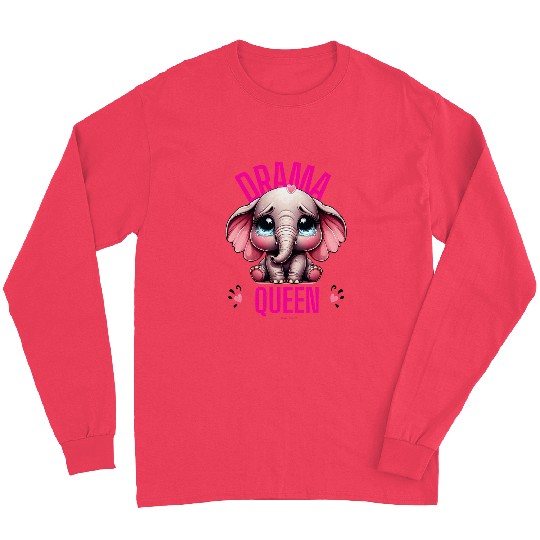 Elephant Pet Drama Queen Theatrical Funny Cute Dramatic Elephant Meme Long Sleeves