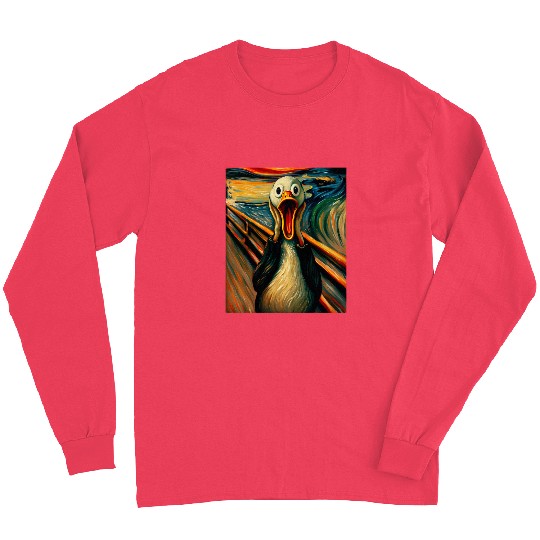 Duck Pet Expressionist Scream for Duck Lovers Artistic Duck Long Sleeves