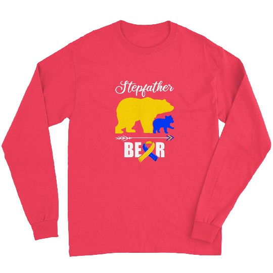 Bear Pet Stepfather Bear Down Syndromes Awareness T21 Stepdad Long Sleeves