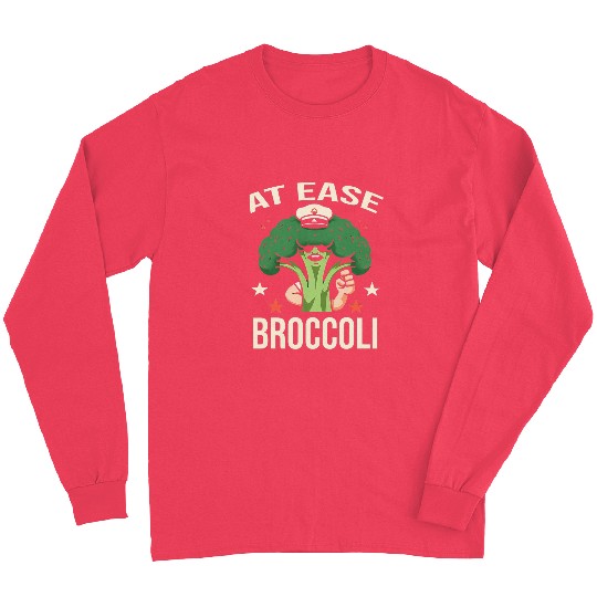 At Ease Broccoli Funny Graphic Tees Long Sleeves