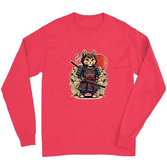 Ancient Samurai Cat Japan Culture Katana 1 Long Sleeves