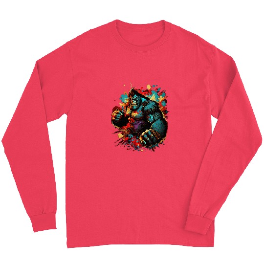 Gorilla Boxer Splash Graffiti Graphic Long Sleeves