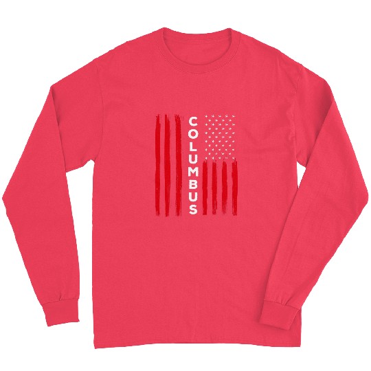 Columbus Day Distressed USA Flag Long Sleeves