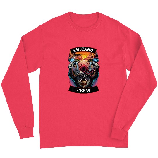 Chicano Crew Motorcycle Biker Skull Long Sleeves