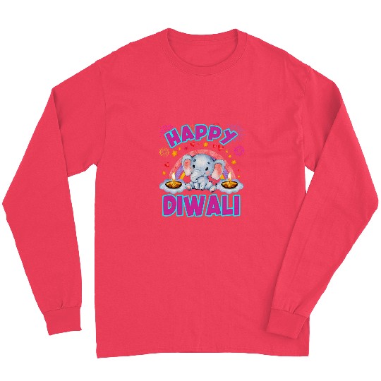 Elephant Pet Happy Diwali Cute elephant with Candle Lights for kids Long Sleeves