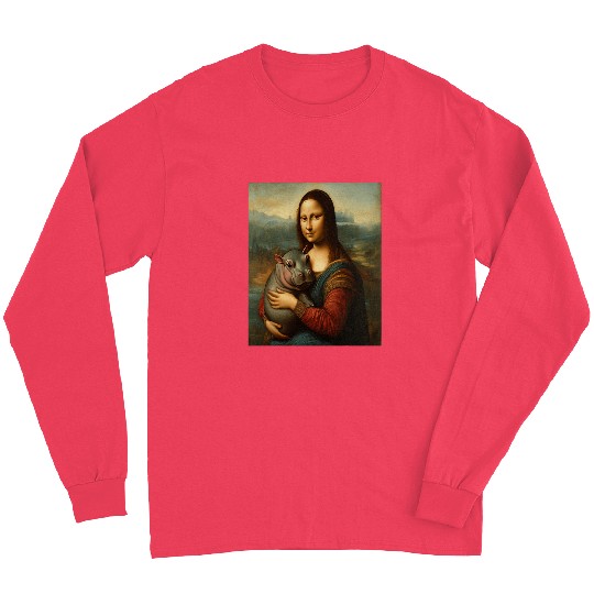 Hippo Pet Mona Lisa carry MooDeng Mona Lisa Loves Moo Deng Hippo Long Sleeves