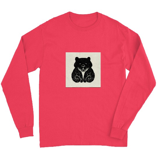 Bear Pet Black Bear Line Drawing Art Long Sleeves