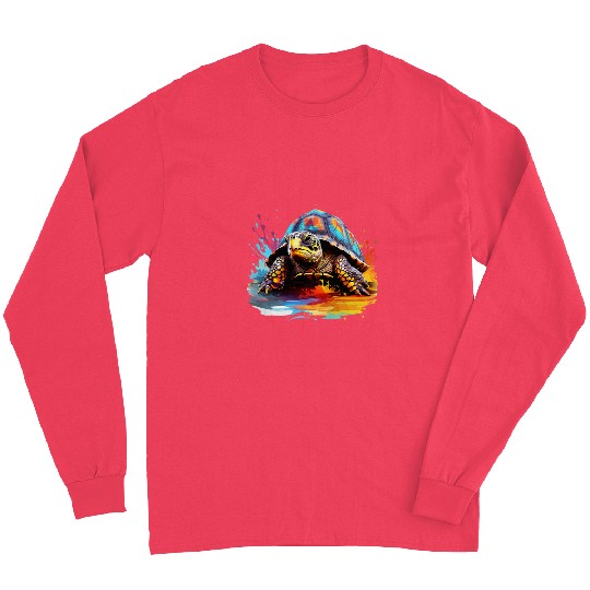 Colorful Box Turtle Lover Splash Art Long Sleeves