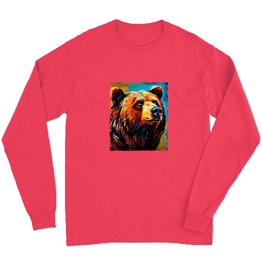 Bear Pet Grizzly Bear Colorful Artwork Save Animals Long Sleeves