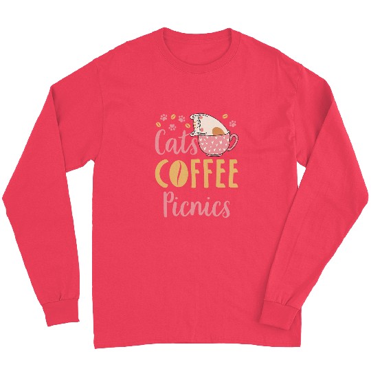 Coffee Fun Picnics Cat Picnic Lover Long Sleeves