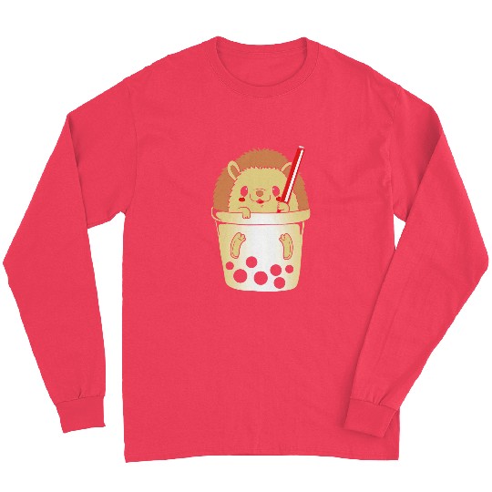 Hedgehog Pet Boba Hedgehog Cute Bubble Tea Long Sleeves