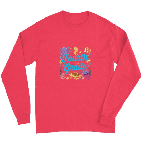 Turtle Pet Fourth Grade Under The Sea Underwater Turtle Fish School Long Sleeves