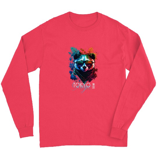 Panda Pet Tokyo coordinates Panda Vaporwave Design Long Sleeves
