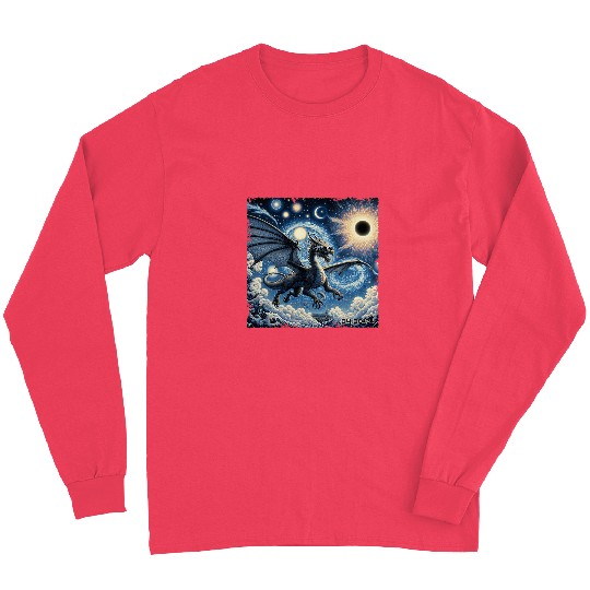 Dragon Pet Cool Animal Dragon Solar Eclipse Starry Night With Moons Long Sleeves