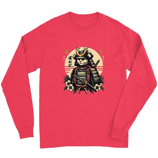 Samurai Cat Japan Culture Ancient Long Sleeves