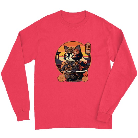 Japanese Samurai Cat Tattoo Kawaii Ninja Cat 26 Long Sleeves