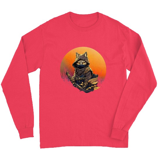 Japanese samurai cat tattoo kawaii ninja cat 21 Long Sleeves
