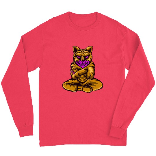 Japanese samurai cat tattoo kawaii ninja cat 13 Long Sleeves