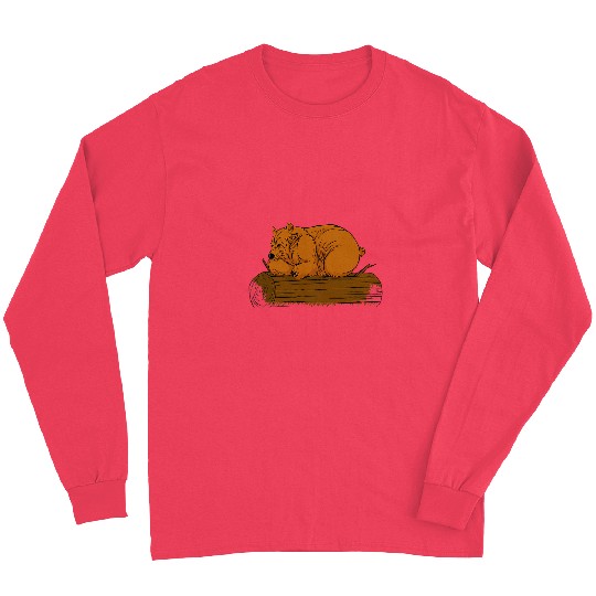 Bear Pet Chubby Bear On A Tree Wild Nature Wilderness Long Sleeves
