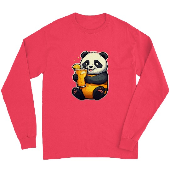 Panda Pet Drinking Lemonade Panda Bear Soda Pop Summer Teddy Bears 1 Long Sleeves