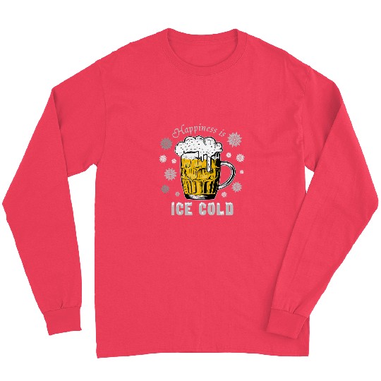 Beer Fun Happiness Is Ice Cold Snowflake Drinking Long Sleeves