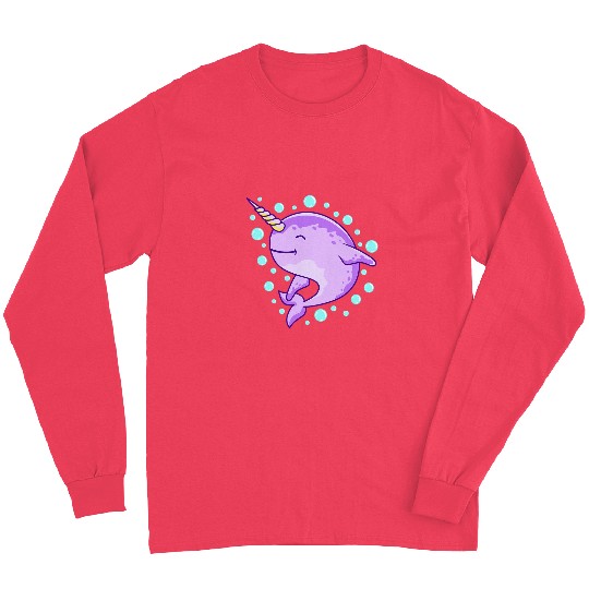 Cute Unicorns Rainbow Colorful Narwhale Animals Fish Narwhal Long Sleeves