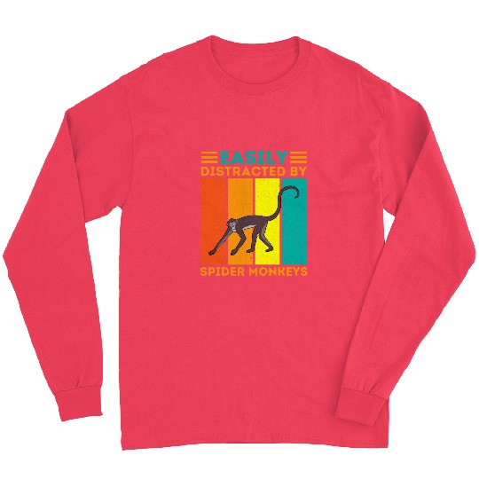 Lacrosse Gift Easily Distracted By Spider Monkeys Endangered Monkey Long Sleeves
